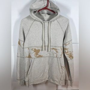Edgar + Ash Hoodie Mens Small Sweatshirt Ivory Cream Gold Map